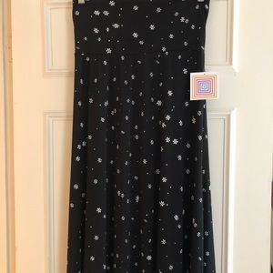 Lularoe Maxi Skirt, black w/ white flowers
